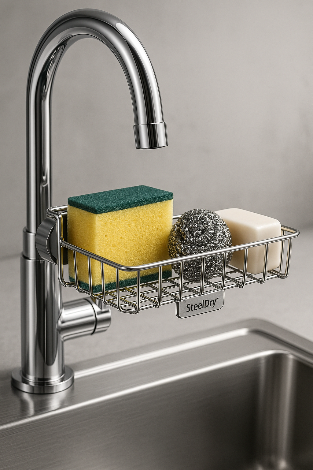 SteelDry® Ordena tu fregadero sin desorden ni humedad