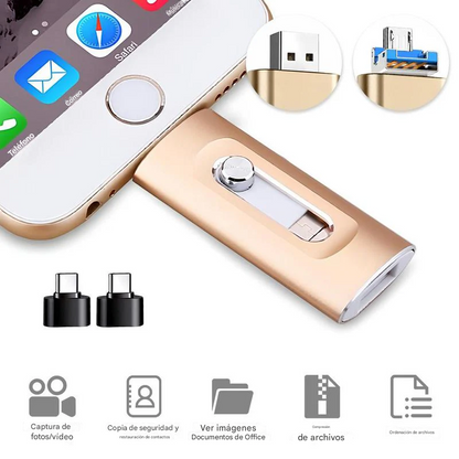 Memoria USB 4 en 1 de 16 a 256 GB con Micro USB, OTG y USB 3.0 para teléfono móvil y ordenador